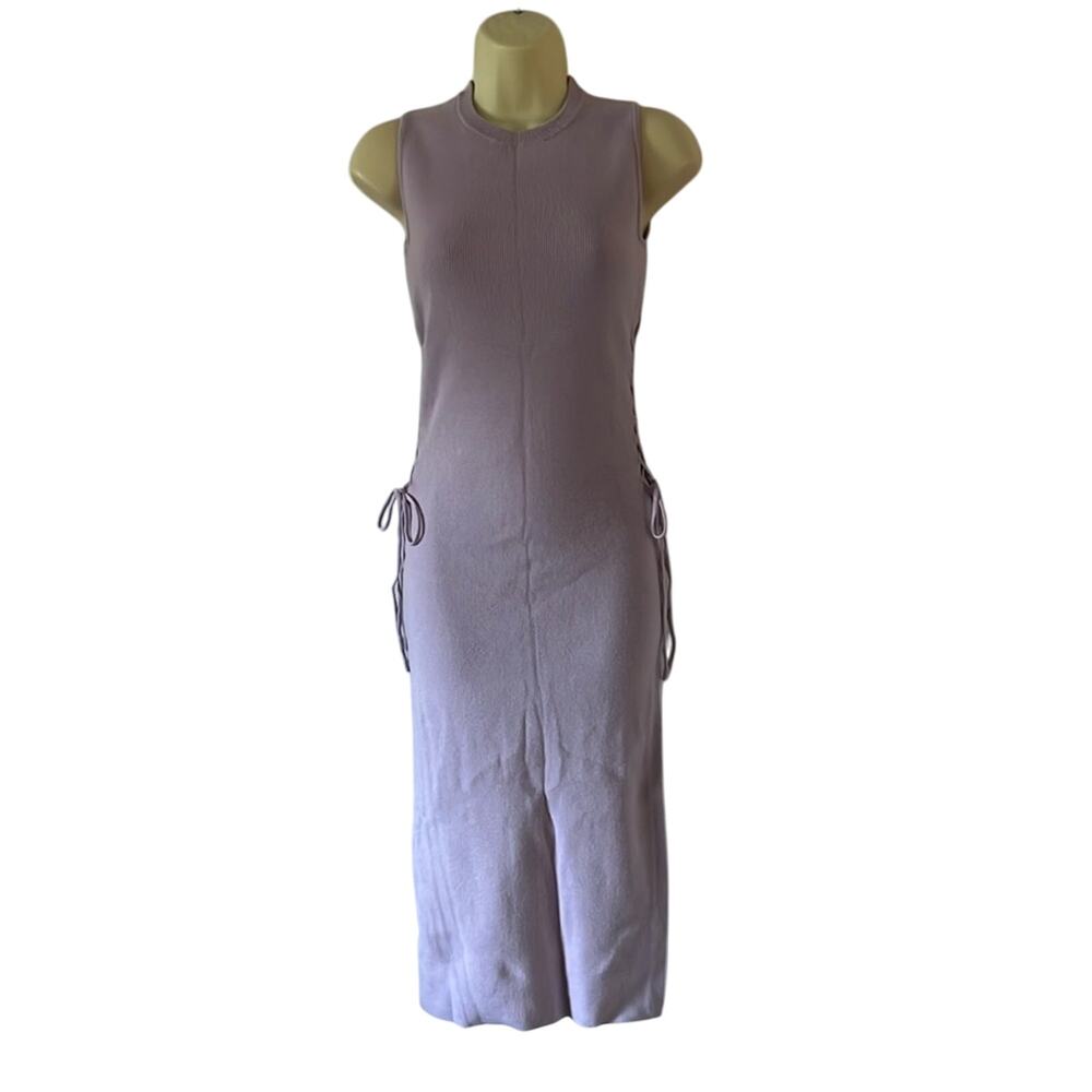 Future Collective Lavender Midi Knit Sweater Dress, Size XXS Lace Up Sides